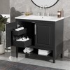 FAMYYT 36 in. Single Sink Freestanding Black Bath Vanity with White Ceramic Top, Multi-functional Drawers - 2 of 4