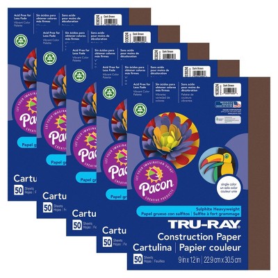 5pk 50 Sheets/Pk 9" x12" Tru-Ray Construction Paper Dark Brown - Pacon