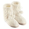 Collections Etc Lurex Cable Knit Slipper Boots with Fleece Lining, Fun Pom Poms, Extra Warm and Flexible, Mid-Calf - 2 of 3