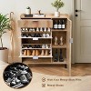 47" Fluted Shoe Storage Cabinet, Freestanding Shoe Organizer with 2 Flip Drawers, Drawer,  Side Cabinet, Narrow Wooden Shoe Rack with Adjustable - 4 of 4