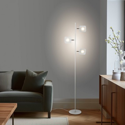 White Adjustable Multi-Head LED Floor Lamp with Dimmer