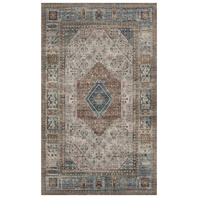 Abynow Medallion Diamond Distressed Rustic Indoor Area Rug