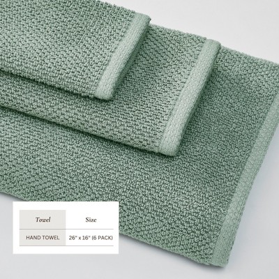 Eucalyptus Green Cotton Hand Towels Set of 6