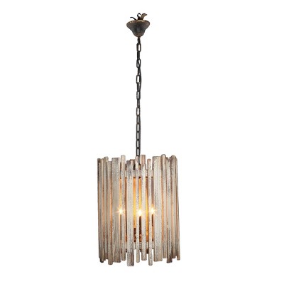 Dane Wood Slatted Chandelier Antique White - A&B Home