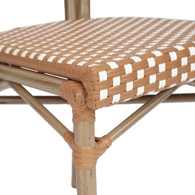 Brown and White Wicker Rattan Outdoor Bistro Chair