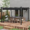 Outsunny Outdoor Retractable Pergola, Heavy Duty Wood Grain Aluminum with Weather Resistant Fabric Sun Shade Canopy, Patio Shelter - 3 of 4