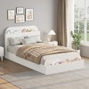 Twin Size Bed Frame, Wooden Beds with Storage Headboard and Raised-Foodboard for Kid, Floor Low Platform Bed, Wooden Slats Support - 4 of 4