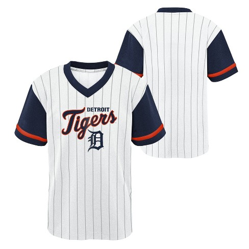 MLB Detroit Tigers Boys' White Pinstripe Pullover Jersey - XS