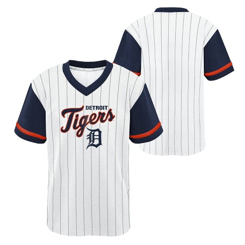 Mlb Detroit Tigers Boys' White Pinstripe Pullover Jersey - S : Target