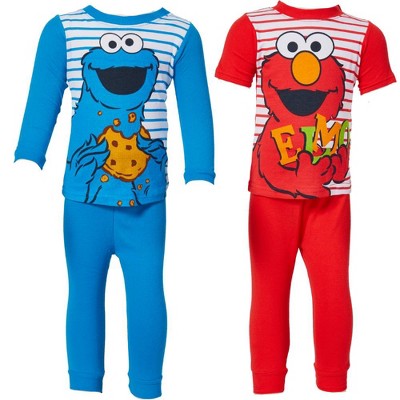 Sesame Street Pajamas Set, 4 Piece Sleepwear for Toddlers and Little Kids