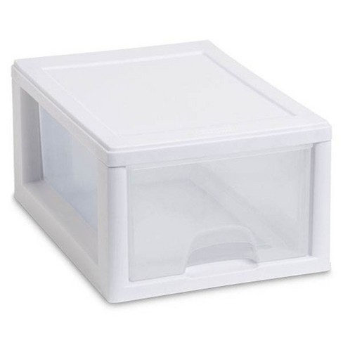 Plastic storage boxes and drawers