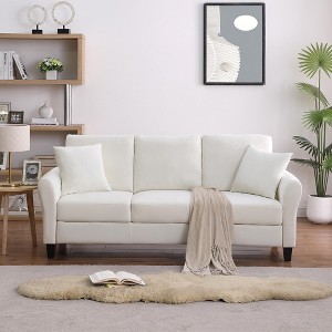 Velvet Sofa Couch, Upholstered Velvet Sofa With 2 Pillows, Spring Cushion, Removable Cushion, Up To 600 Pounds Max Load-bearing Capacity Sofa - 1 of 4