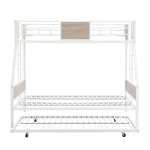 DOMETOUR Twin Over Full Metal Bunk Bed with Trundle, Ladder, Guardrail, No Box Spring, Under Bed Storage, Easy Assembly - 1 of 4