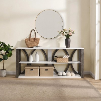 70.9 Inch White Industrial Console Table,3-Tier Open Chile | Ubuy