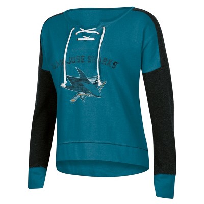 NHL San Jose Sharks Women's Warming House Open Neck Fleece Sweatshirt - M