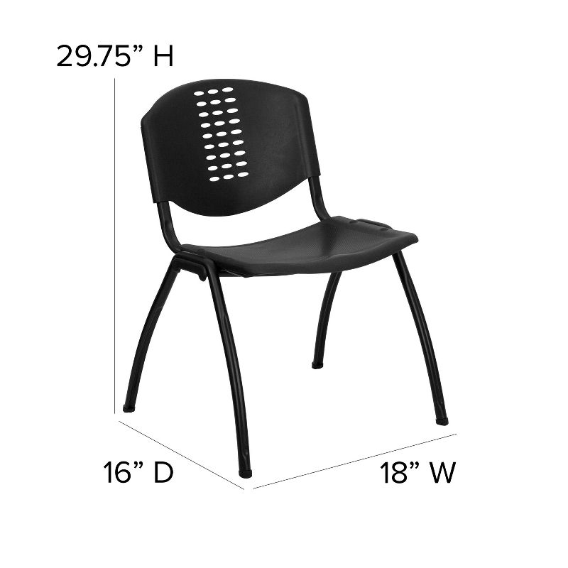 Flash Furniture HERCULES Series 880 lb. Capacity Black Plastic Stack Chair with Oval Cutout Back and Black Frame, 5 of 13