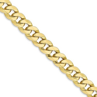 Black Bow Jewelry Men's 7.75mm 10k Yellow Gold Flat Beveled Curb Chain Necklace