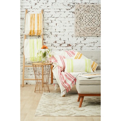 Morgan Citron Yellow Striped Cotton Throw Pillow