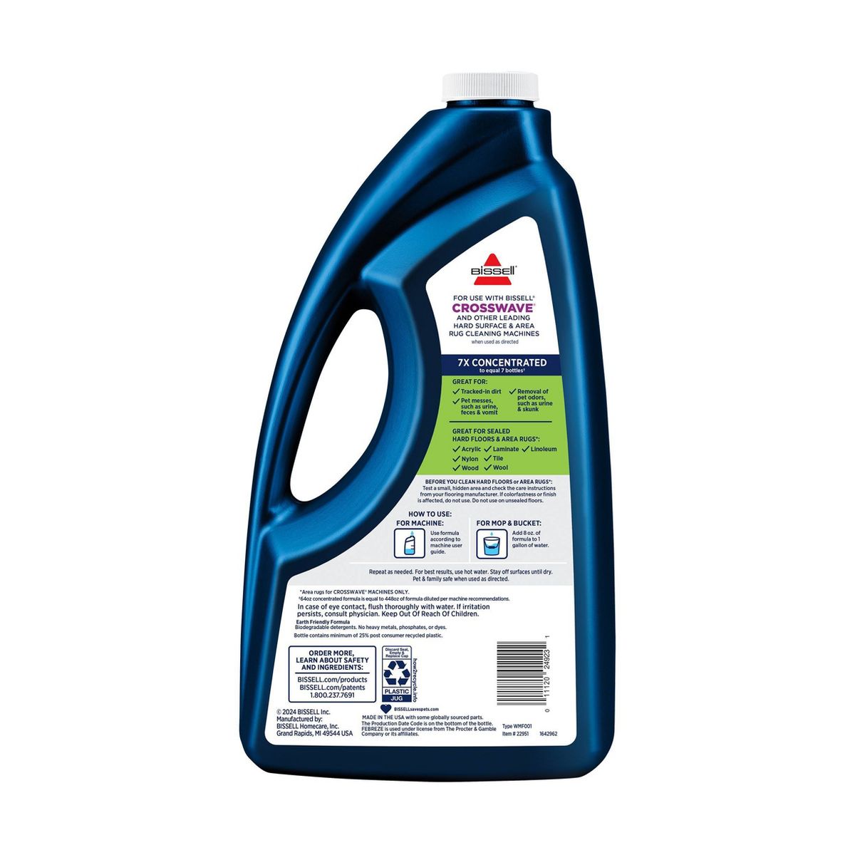 BISSELL 64oz. CrossWave & SpinWave Multi-Surface Pet Floor Cleaning Formula - 22951: Liquid Cleaner for Rugs & Floors - thumbnail 7