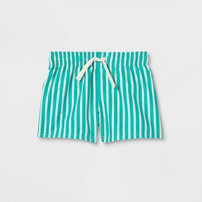 Baby Boys' Pin Striped Swim Shorts - Cat & Jack™ Green 0-3M