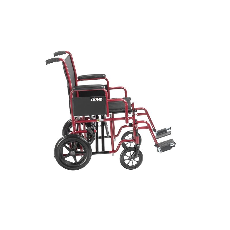 Drive Medical Bariatric Heavy Duty Transport Wheelchair with Swing Away Footrest, 20" Seat, Red, 2 of 5