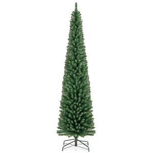 Resenkos 8-Ft Pencil Christmas Tree with Memory Wire Branches and Lighting - Green - 1 of 4
