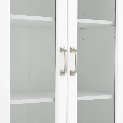 White 3-Piece Sideboard and Glass Door Pantry Set with Adjustable Shelves