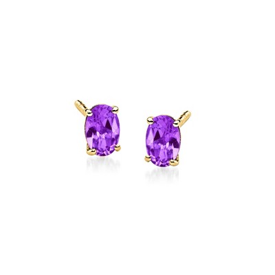 RS Pure by Ross-Simons 0.80 ct. t.w. Oval Amethyst Stud Earrings in 14kt Yellow Gold
