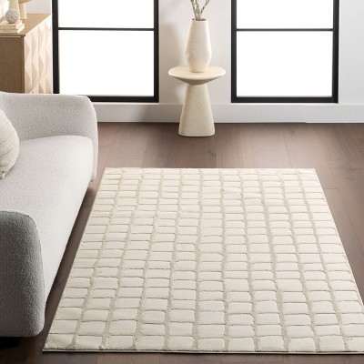 Eunice 2' x 3' Off-White Geometric Washable Area Rug