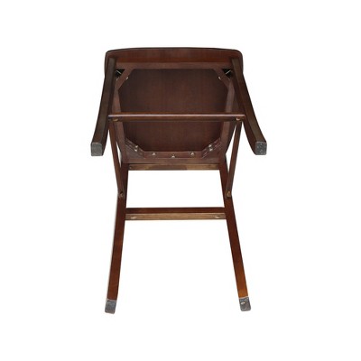 Espresso Wood X-Back Bar Height Stool with 30 inch Seat