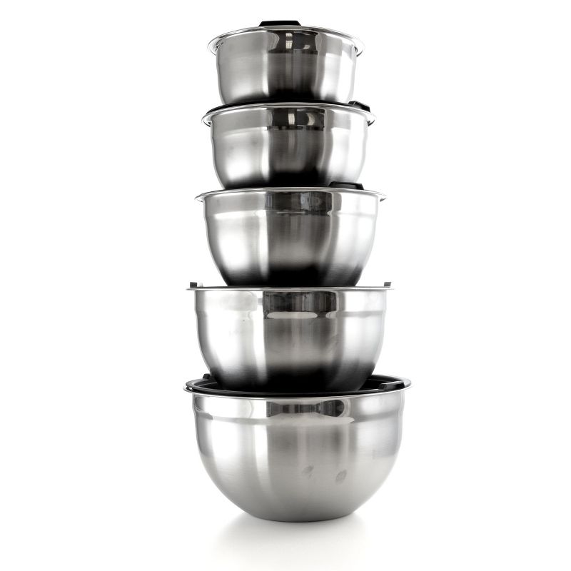 MegaChef 5 Piece Multipurpose Stackable Mixing Bowl Set with Lids, 1 of 12