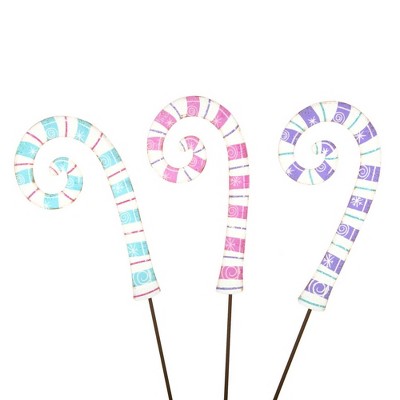Round Top Collection 30.25 In Pretty Pastel Candy Canes Christmas Yard Stake Decorative Garden Stakes