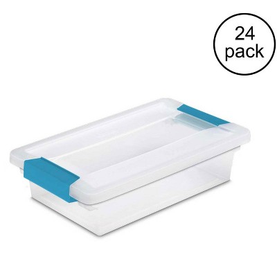 Sterilite Small Clip Box Clear Storage Tote Container with Latching Lid, 24 Pack