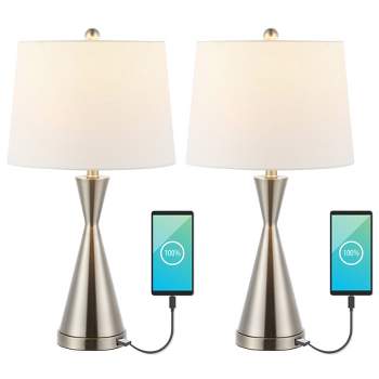 (Set of 2) 26" Colton Classic French Country Iron LED Table Lamp with USB Charging Port (Includes LED Light Bulb) - JONATHAN Y
