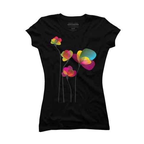 Girl's Design by Humans Wild Flowers by jirkasvetlik T-Shirt - Black - Small