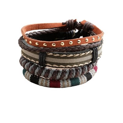 SOHI Women's Brown Studded Multi-Layer Bracelet