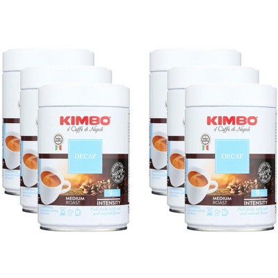Kimbo Coffee Decaf Ground Tin - Pack of 6 - 8.8 oz
