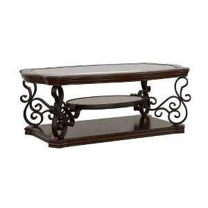 Coaster,Laney 1-shelf Glass Top Rectangular Coffee Table Deep Merlot - 1 of 4