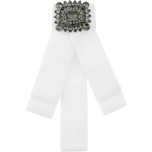 INSPIRE CHIC Women's Velvet Pre-Tied Bowknot Brooch Pin with Rhinestone for Wedding Party - 1 of 4
