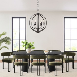 9 Piece Dining Set,83" Extendable Wood Dining Table with 8 Upholstered Velvet Dining Room Chairs,Farmhause,Indoor Furniture-Maison Boucle - 1 of 4