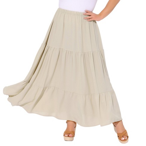 GRACE & GRANDEUR Women's Plus Size Elastic Waist High Rise Flowy A Line Skirts - image 1 of 4