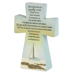 Dicksons Like A Ship Wind Pulled Tight Bereavement 6 x 4 Resin Tabletop Cross - 1 of 2