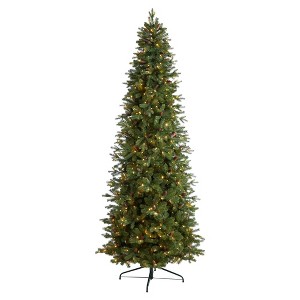 Nearly Natural 10-ft Fraser Fir Artificial Christmas Tree with 780 Multicolor LED Lights and 2327 Bendable Branches - 1 of 4