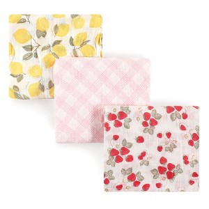 Hudson Baby Infant Girl Cotton Muslin Swaddle Blankets, Strawberry Lemon, One Size - 1 of 2