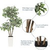 Artificial Ficus Tree, Faux Greenery Tree with White Tall Planter, Textured By Natural Trunks & White-Edged Leaves, for Indoor Outdoor Decor - 3 of 4