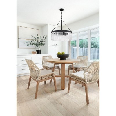 Emory 8-Light Black Forged Chandelier with Crystal Prisms