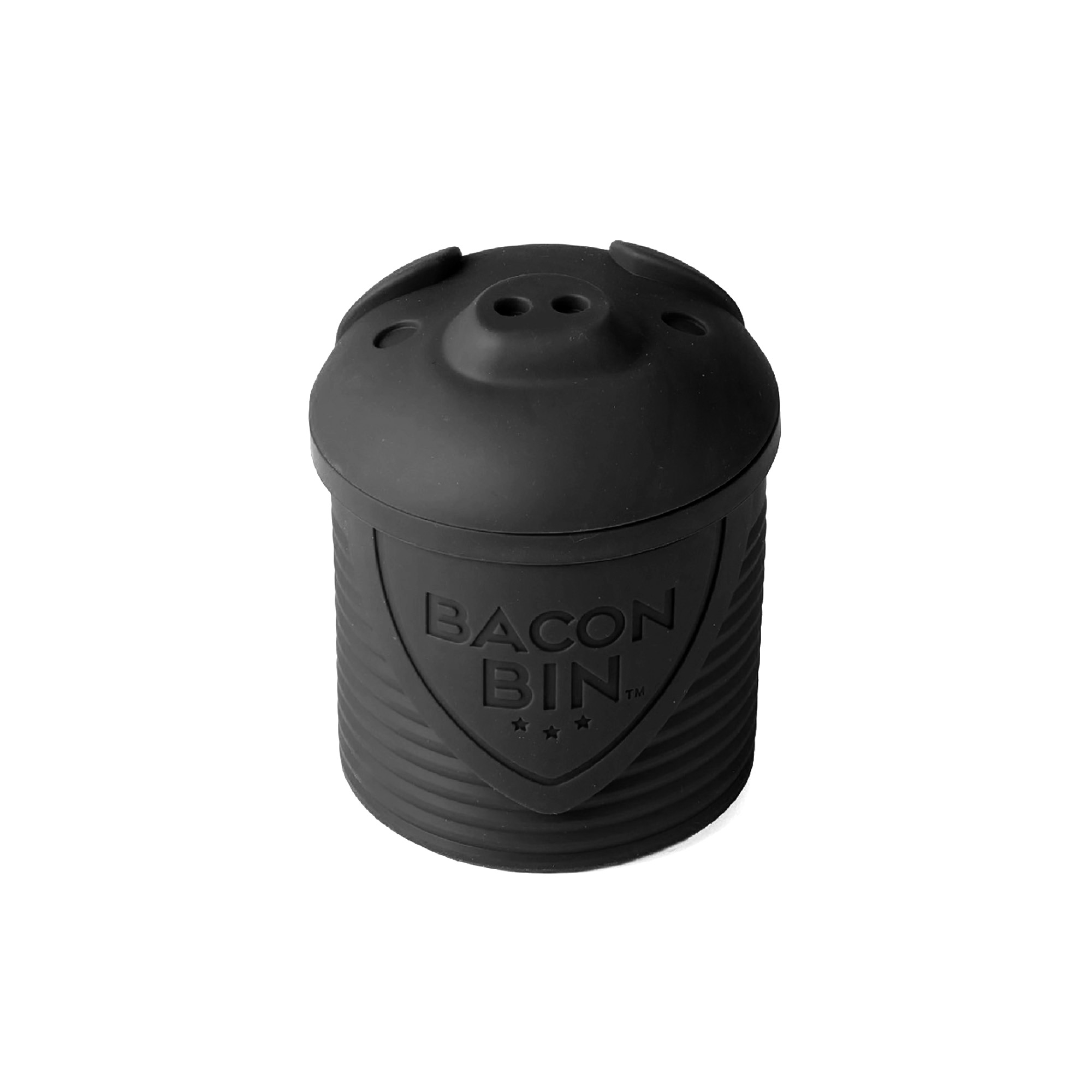 Talisman Designs Bacon Bin Silicone Grease Container with Strainer, 1 cup, Black