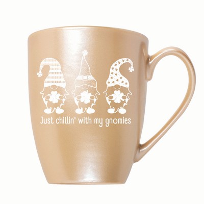 Elanze Designs Just Chillin' With My Gnomies 10 ounce New Bone China Coffee Tea Cup Mug, Pearlescent Sand