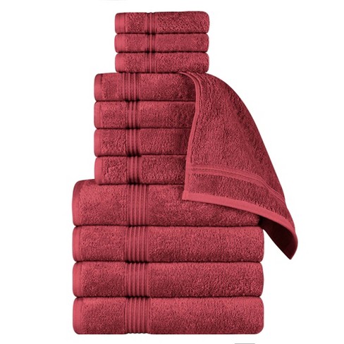 Premium Cotton Heavyweight Plush Highly-absorbent Luxury Hand Towel Set,  Burgundy - Blue Nile Mills : Target