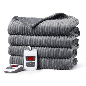 Heated Throw Blanket Electric - Soft Ribbed Flannel Heated Blanket with 6 Heating Levels & 8 Time Settings - 1 of 4
